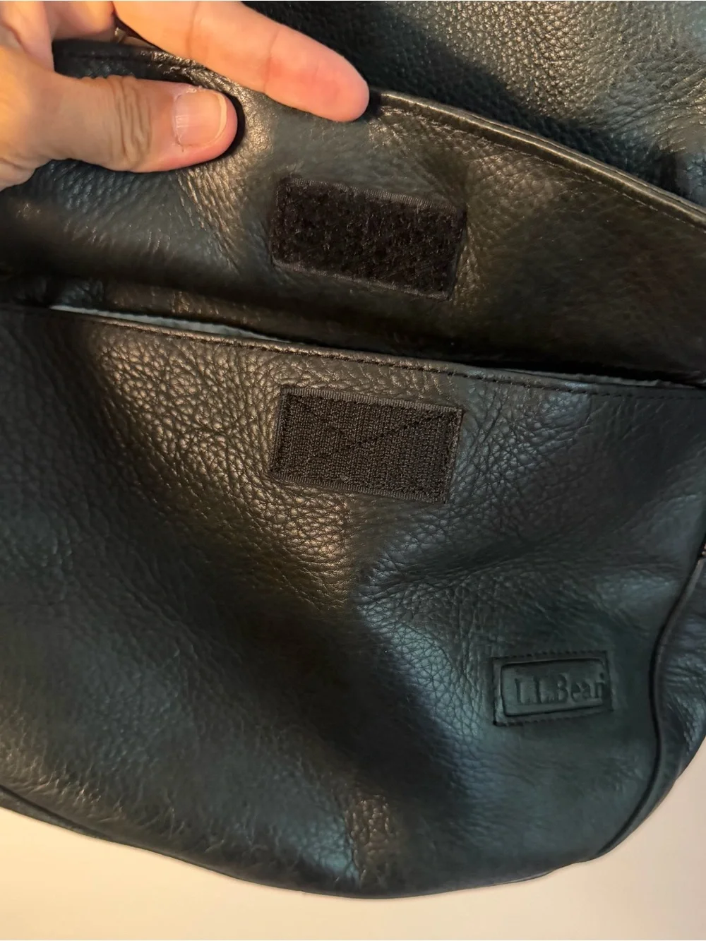 L.L. Bean Black Leather Crossbody Sling Bag